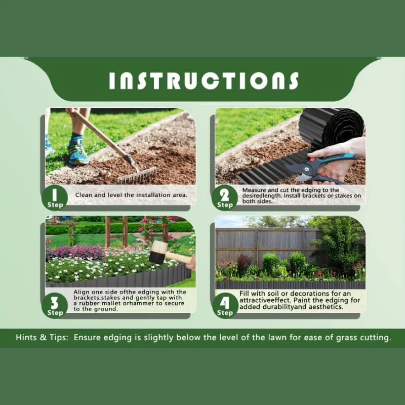 Bordure de jardin ondulée résistante aux intempéries pour aménagement paysager