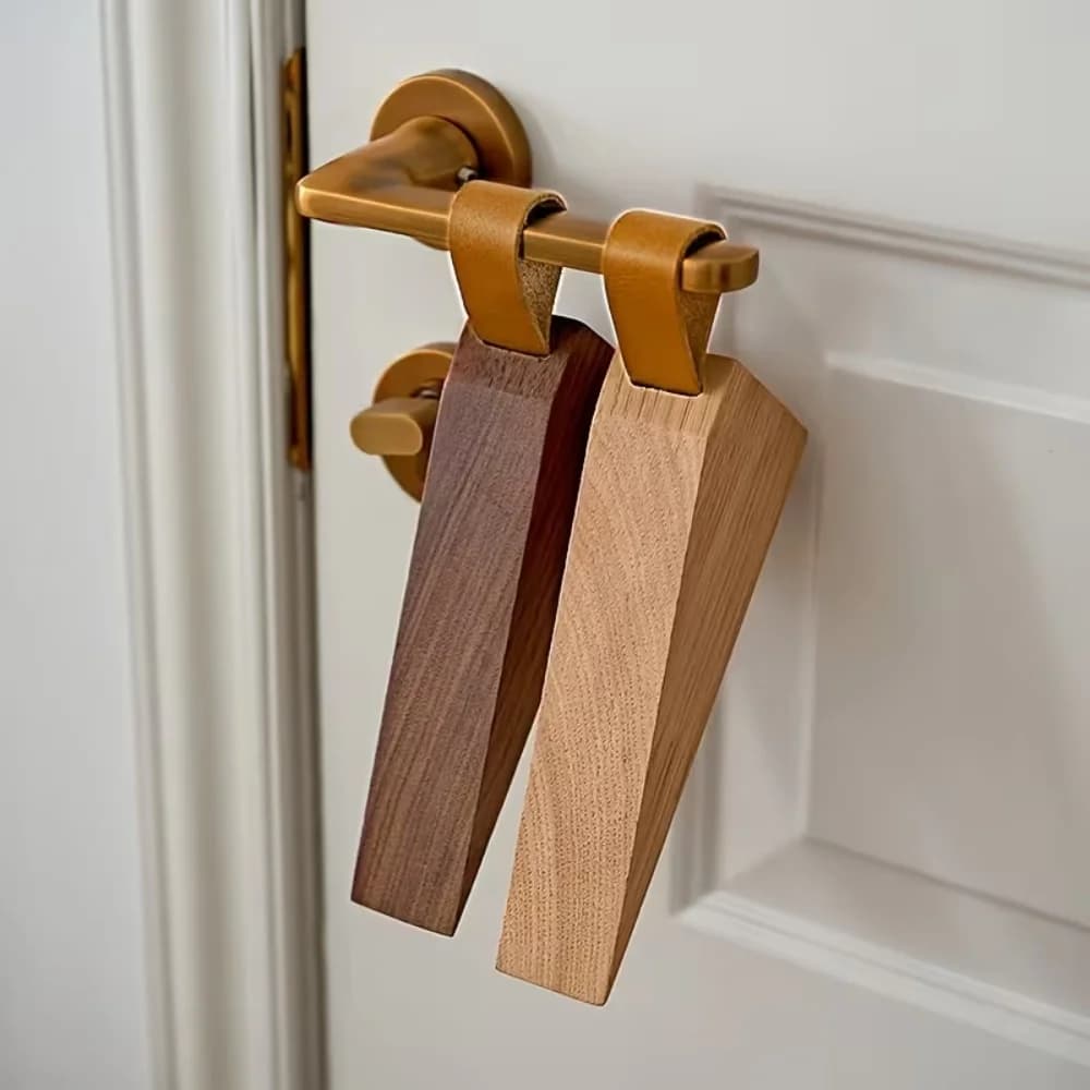 1/2 pièces Cale de porte en bois massif antidérapante et anti-collision durable pour la protection de la maison, du bureau et du couloir