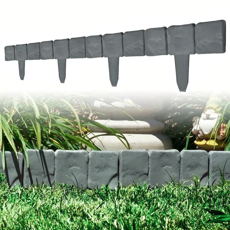 10/20 pièces Bordures de jardin paysagères sans creusement, Bordures de pelouse pour aménagement paysager, Clôture en plastique pour pelouse, Clôture imitation pierre