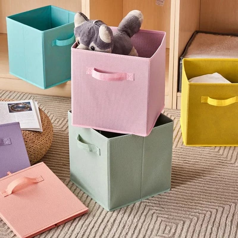 Cubes de rangement pliables en tissu, bacs pliables avec poignées, organisateur coloré pour vêtements, jouets, livres, étagères, placard, pépinière