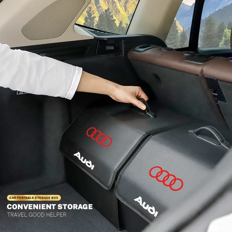 Sac de rangement pour coffre de voiture Audi, boîte de camping en cuir pliable pour Audi Sline A2 A3 A4 A5 A6 A7 A8 B9 B6 C6 Q2 Q3 Q4 Q5 Q6 Q7 Q8 TT