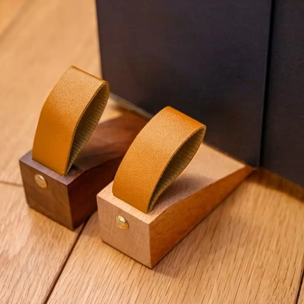 1/2 pièces Cale de porte en bois massif antidérapante et anti-collision durable pour la protection de la maison, du bureau et du couloir