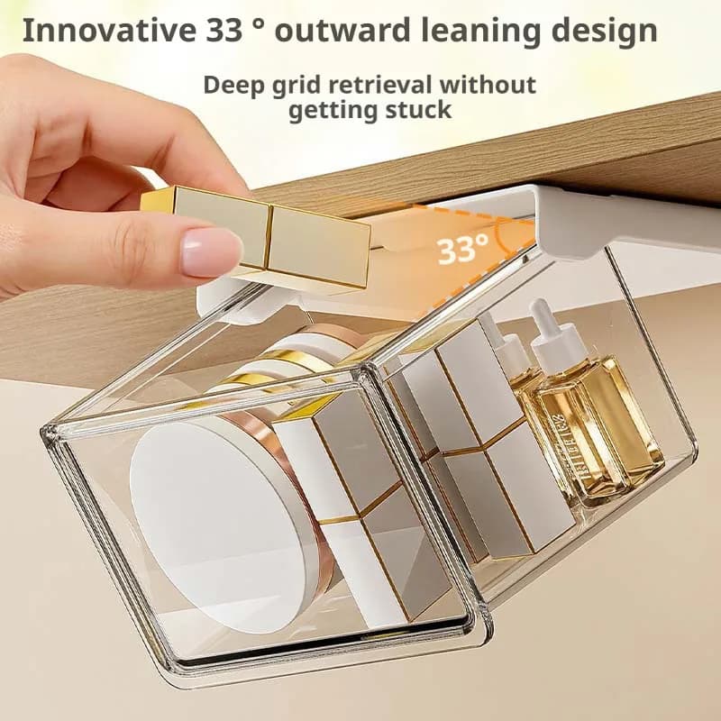 Boîte de rangement suspendue sous le bureau pour cosmétiques, organisateur de bijoux dissimulé, conteneur de maquillage, support de rangement domestique pour coiffeuse