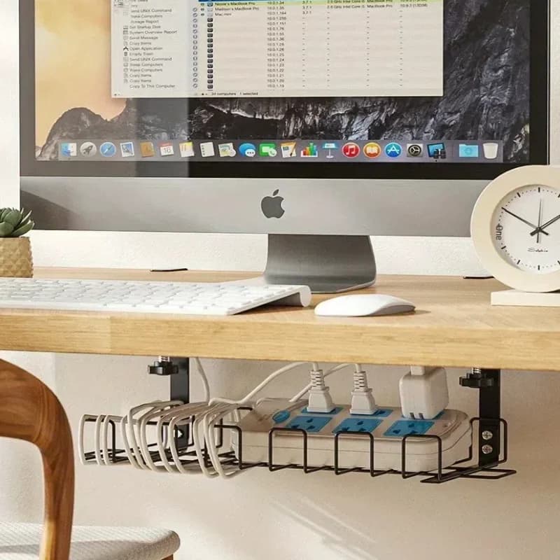 Support de rangement sous Table, plateau de gestion de câbles en métal, organisateur de fils de bureau à domicile, sans poinçonnage, accessoires de rangement de cuisine