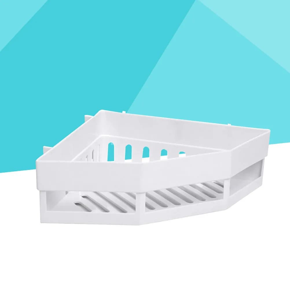 Support de rangement mural pour salle de bain, étagère d'angle, panier triangulaire en plastique blanc, organisateur, panier de douche pour comptoir de salle de bain bien rangé