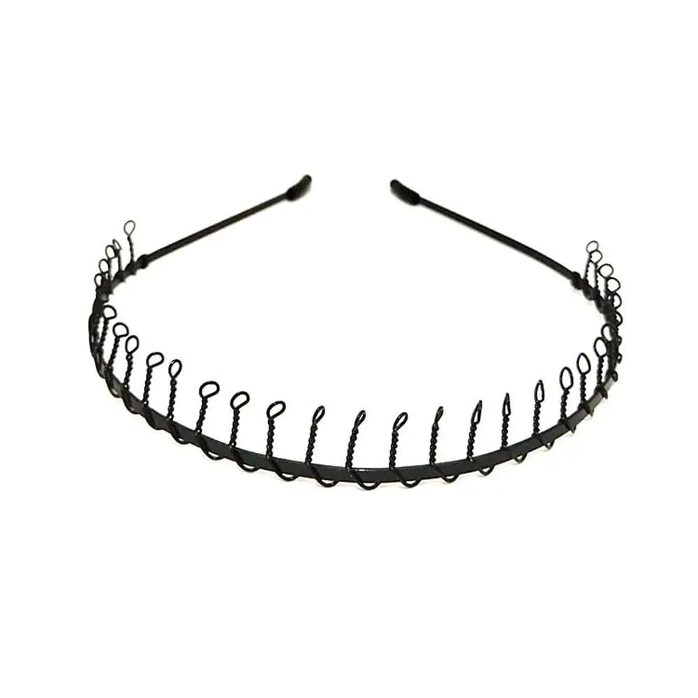 Bandeau ondulé en métal noir pour hommes et femmes, cerceaux de tête, couvre-chef, bandeaux de Sport, support de frange, accessoires pour cheveux
