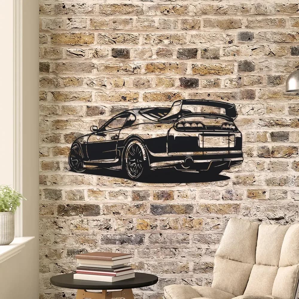 Décoration murale en métal pour voiture de luxe moderne - Design élégant en fer noir, parfait pour le bureau, le salon, la chambre, la terrasse, la cuisine 1 pièce