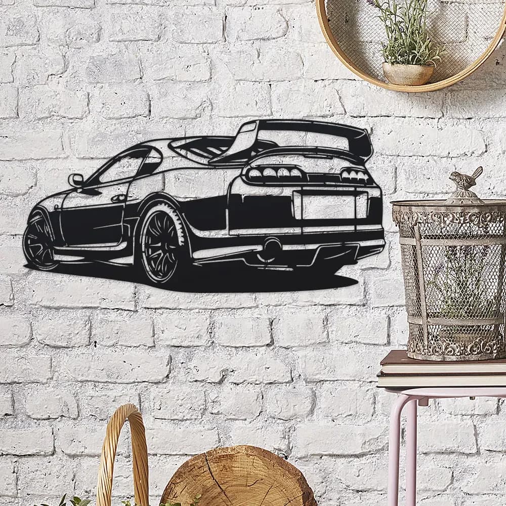 Décoration murale en métal pour voiture de luxe moderne - Design élégant en fer noir, parfait pour le bureau, le salon, la chambre, la terrasse, la cuisine 1 pièce
