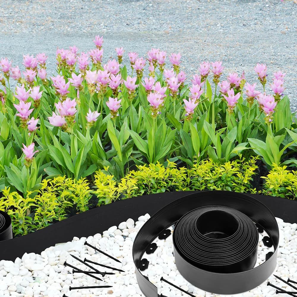Kit de bordure paysagère, 60 pieds de long, 1,9 pouces de hauteur, bordure de jardin sans creusement pour parterres de fleurs, allées d'arbres, sentiers, comprend 60