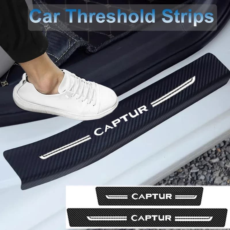 Autocollants de Film de protection pour garniture de seuil de porte de voiture, plaque de protection pour Renault CAPTUR Logo bande de seuil de coffre, autocollants imperméables