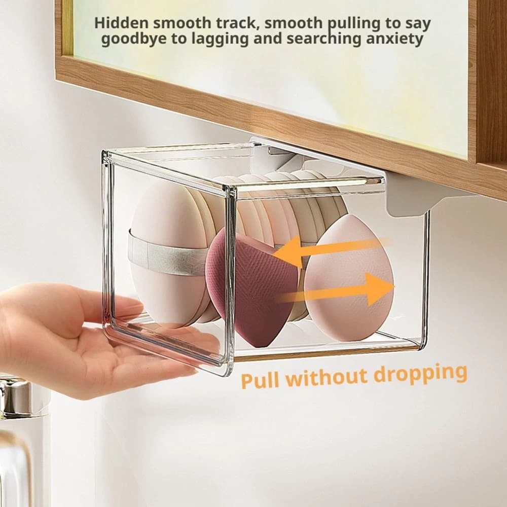 Boîte de rangement suspendue sous le bureau pour cosmétiques, organisateur de bijoux dissimulé, conteneur de maquillage, support de rangement domestique pour coiffeuse