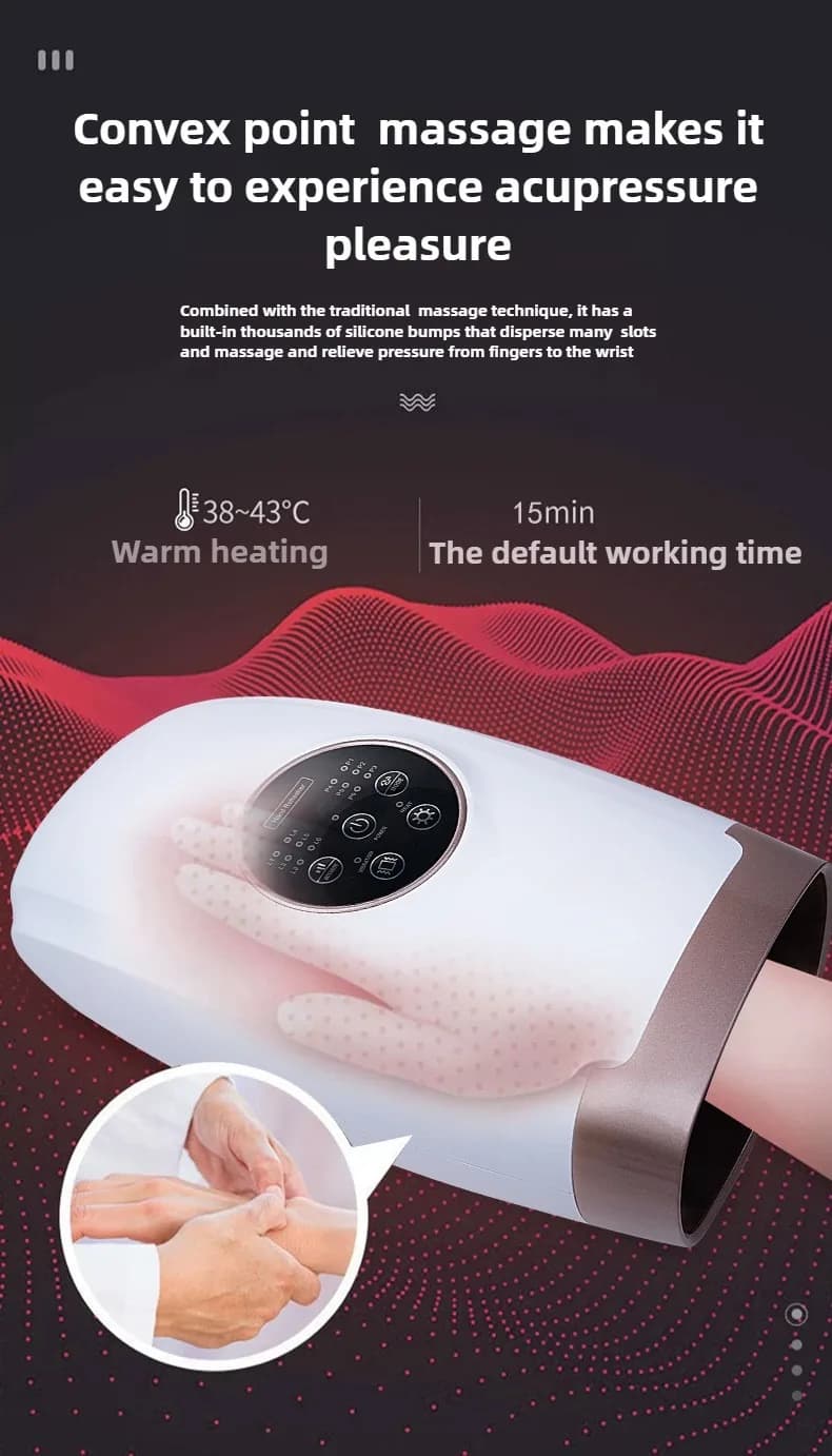 Masseur de mains électrique 360 °   Pression d'air pétrissage relaxant la paume de l'articulation du doigt du poignet avec presse d'enveloppe d'airbag thermique pour soulager les mains