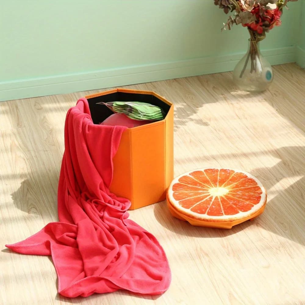 Tabouret de rangement de fruits, jolie boîte de rangement de tabouret pliant, siège de rangement pliable, tabouret de rangement créatif pour souche