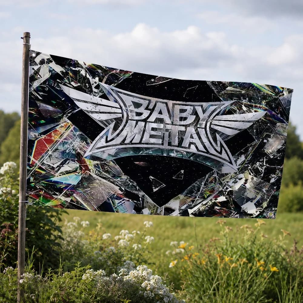 Drapeau extérieur B-Babymetal Kawaii Metal Band pour la maison, le camping, les fêtes, les clubs, la décoration de jardin, la cour, bannière murale suspendue