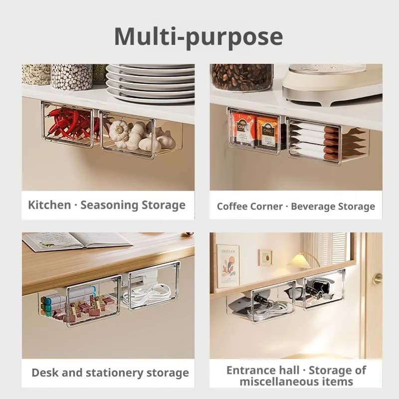 Boîte de rangement suspendue sous le bureau pour cosmétiques, organisateur de bijoux dissimulé, conteneur de maquillage, support de rangement domestique pour coiffeuse