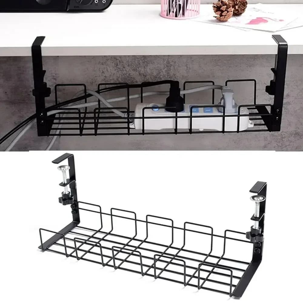 Support de rangement sous Table, plateau de gestion de câbles en métal, organisateur de fils de bureau à domicile, sans poinçonnage, accessoires de rangement de cuisine