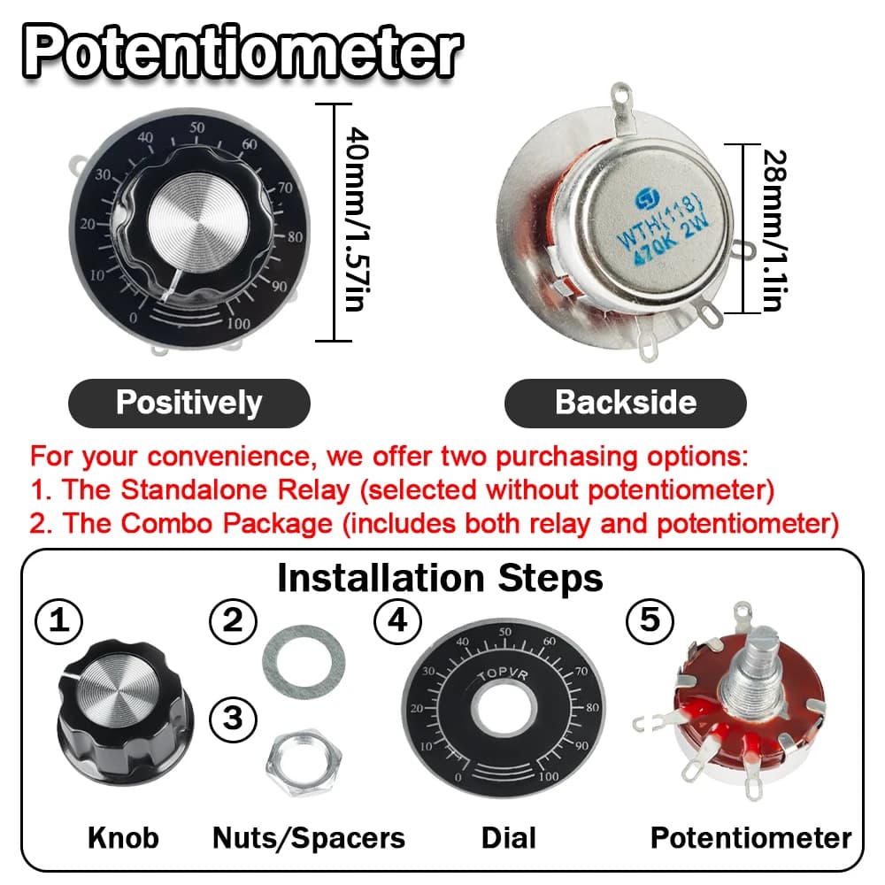 Relais à semi-conducteurs EARU SSR-10VA/25VA SSR-40VA, régulateur de tension, sortie AC 24V-380V, potentiomètre, contrôleur de température PID