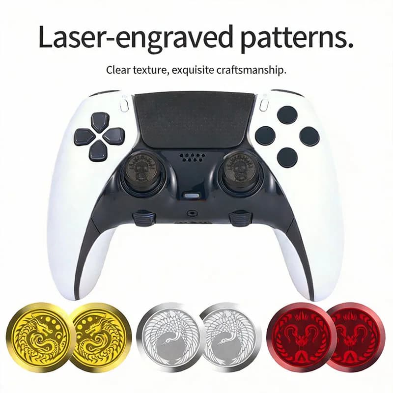 Capuchon de joystick métallique 2167FC pour manette PS5 Edge Elite, antidérapant et à motifs variés
