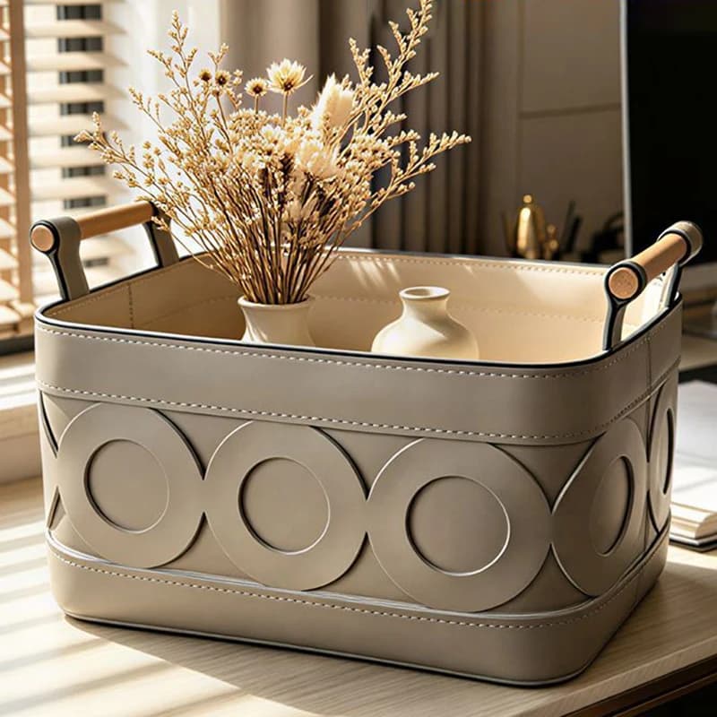 Paniers de rangement en cuir grande capacité – Organisateur pour salon, chambre, armoire – Organisation des articles ménagers