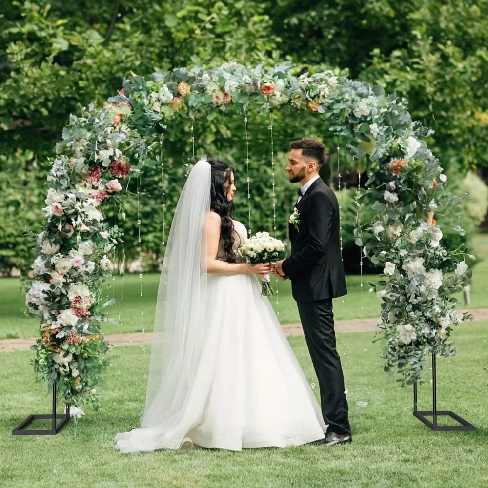En treillis d'arc de jardin en métal à assembler élevé, 2 tailles, tonnelle de jardin pour plante grimpante de fête de mariage, extérieur et intérieur