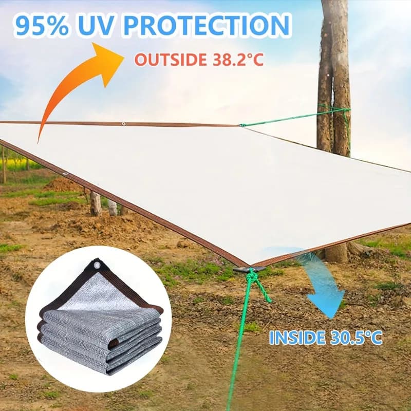 Voile d'ombrage en aluminium épaissi avec bords renforcés et œillets, résistant à la chaleur pour carport, véranda, protection UV extérieure