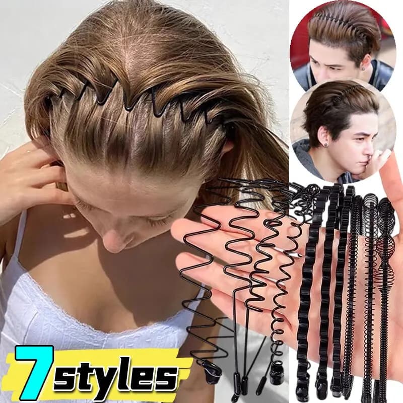 7 Styles de mode bandeau de cheveux en métal pour hommes femmes unisexe noir ondulé cheveux tête cerceau bande sport bandeau bandeau accessoires cadeau