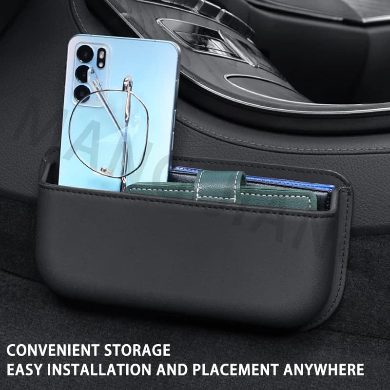 Sac de rangement de poche latéral de voiture, sac de rangement en cuir PU, sac de rangement de porte, boîte porte-monnaie de téléphone, accessoires d'intérieur