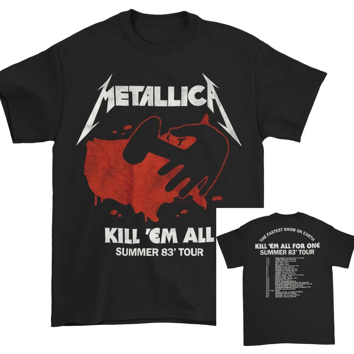 T-shirt en coton avec image de groupe Metallica, Streetwear d'été pour hommes et femmes