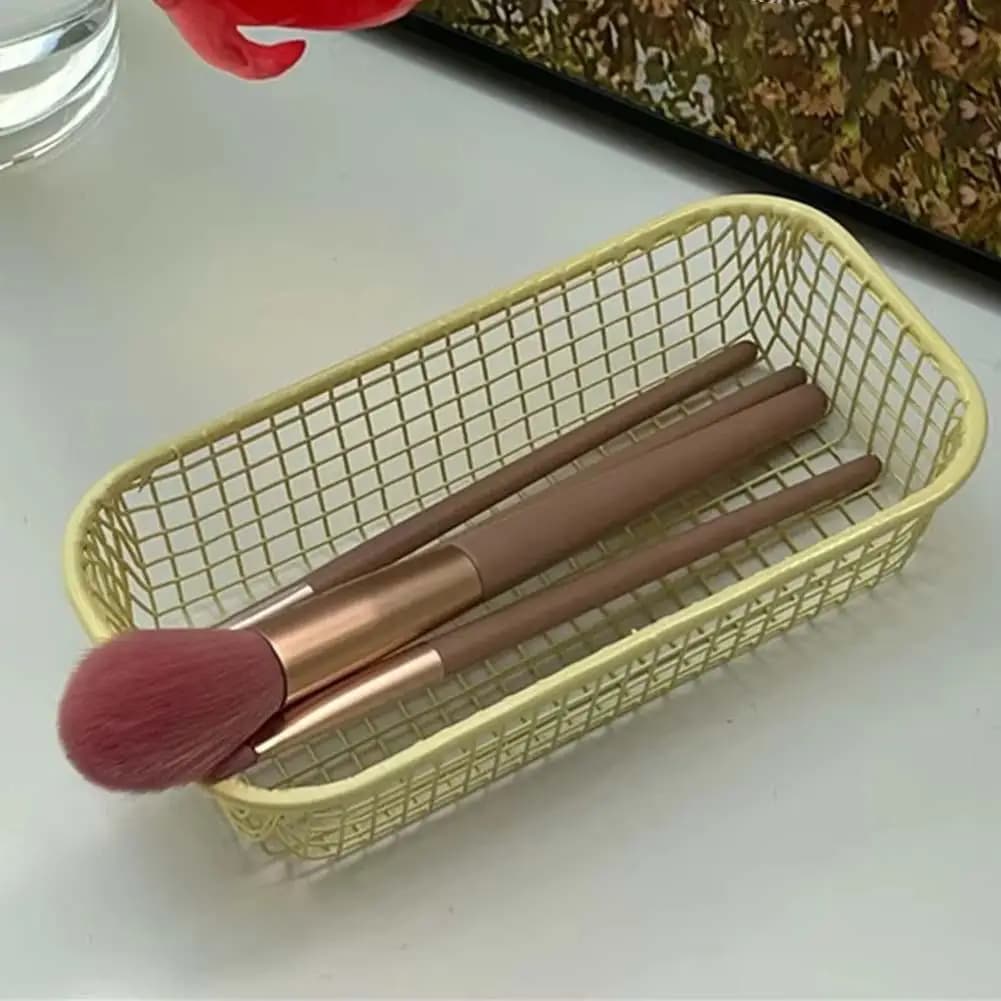 Petit panier de rangement en fil pour articles divers, boîte de rangement de papeterie de bureau pour étudiants, panier de rangement Ron pour décoration de salon et de maison