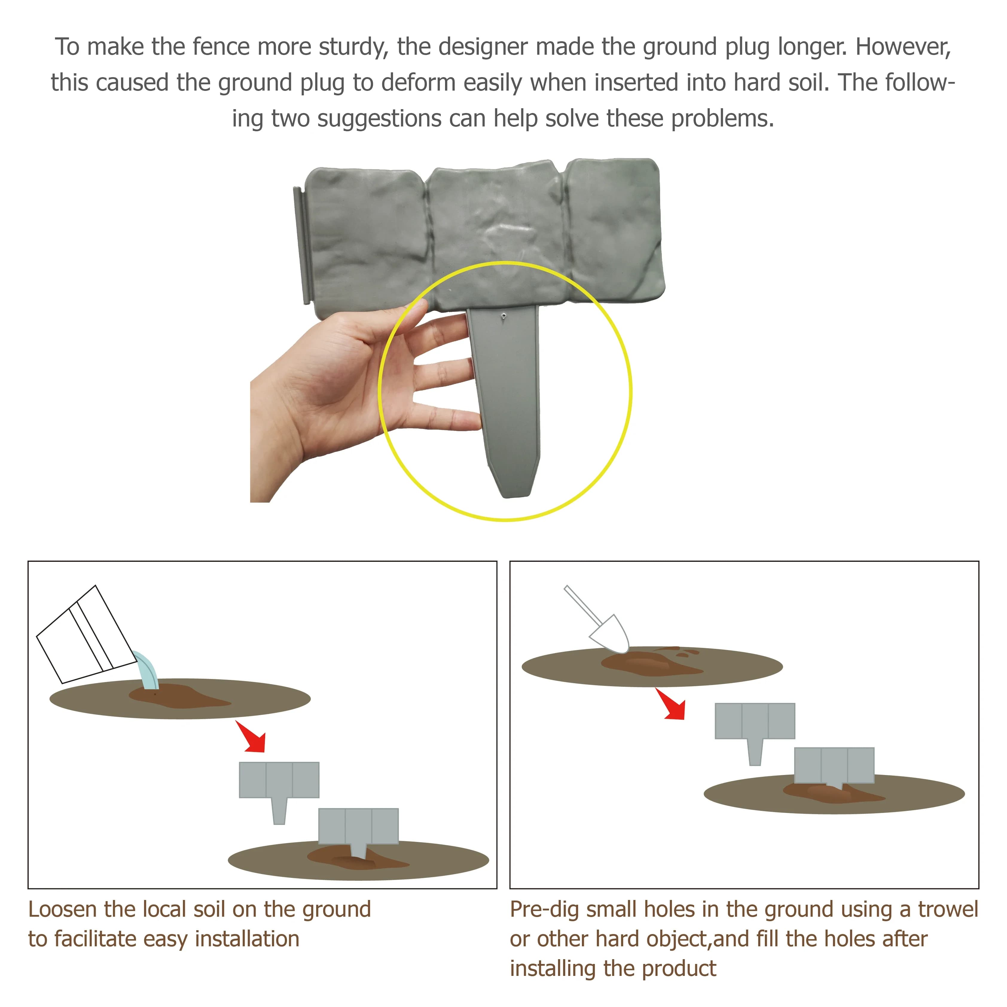 10/20 pièces Bordures de jardin paysagères sans creusement, Bordures de pelouse pour aménagement paysager, Clôture en plastique pour pelouse, Clôture imitation pierre