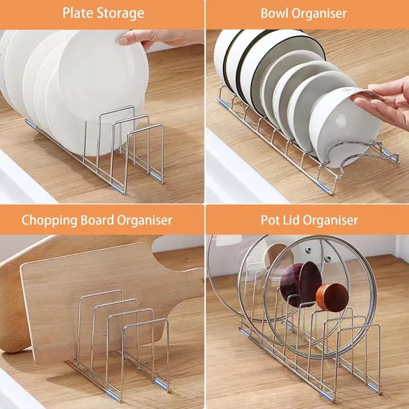 Égouttoir à vaisselle de cuisine en acier inoxydable pour plan de travail, support de rangement pour bols et assiettes, gain de place