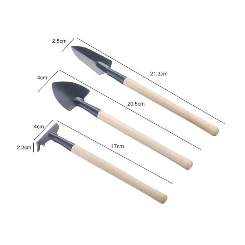 Ensemble d'outils de jardinage de trois pièces, mini outils de jardin, pelle multifonctionnelle, herse, plante domestique, pelle à sol enrichie