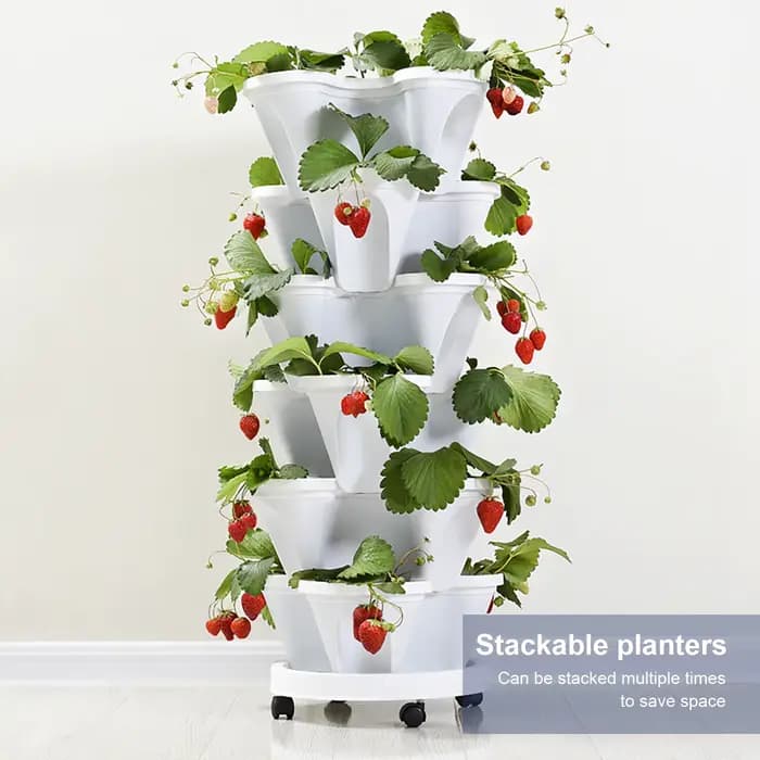 Jardinière verticale empilable, Pots de plantation pour fraises et herbes de jardin