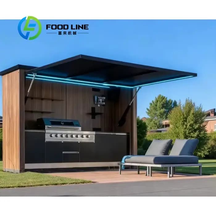 Abri modulaire personnalisé résistant aux intempéries avec cuisine extérieure intégrée
