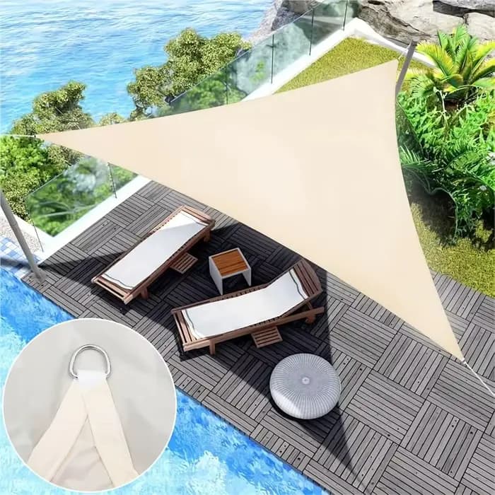Abri solaire triangulaire imperméable pour extérieur avec cordes