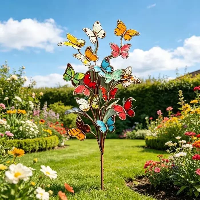 Piquets jardin en métal papillons décoratifs