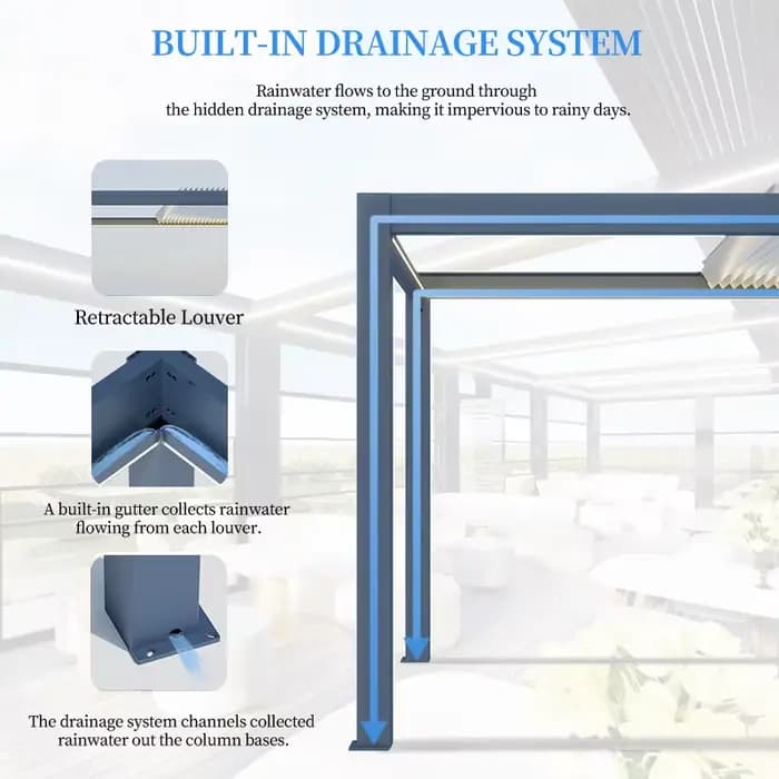 Pergola en aluminium, toit à persienne réglable bioclimatique