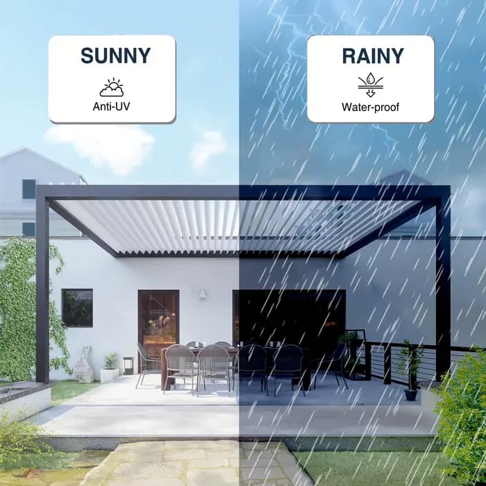 Pergola en aluminium, toit à persienne réglable bioclimatique
