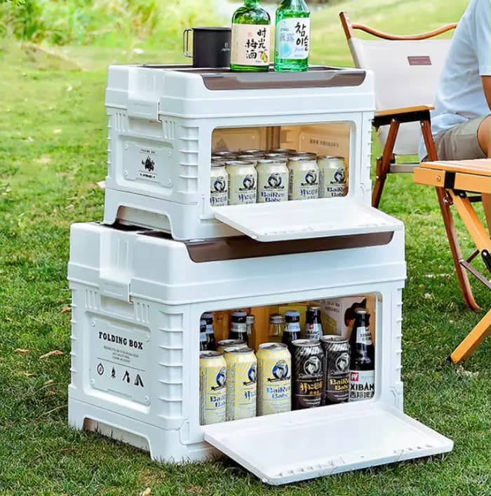 Boîte de rangement pliable en plastique étanche pour l'extérieur