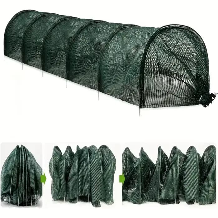 Serre de tunnel de jardin à cadre métallique durable de 10 pieds avec filet d'ombrage et couvercle en plastique pour la protection des plantes