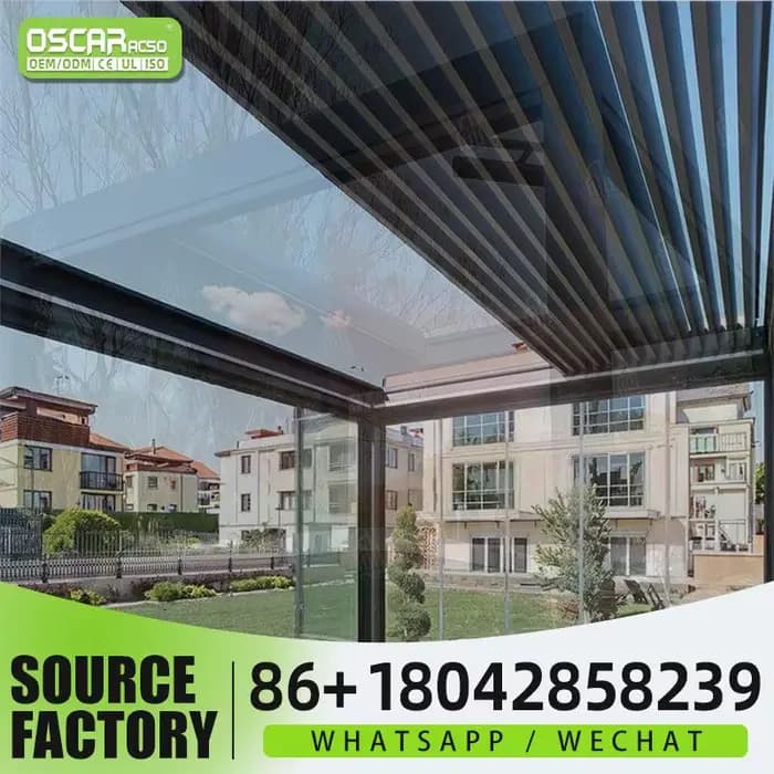 Pergola en aluminium, toit à persienne réglable bioclimatique