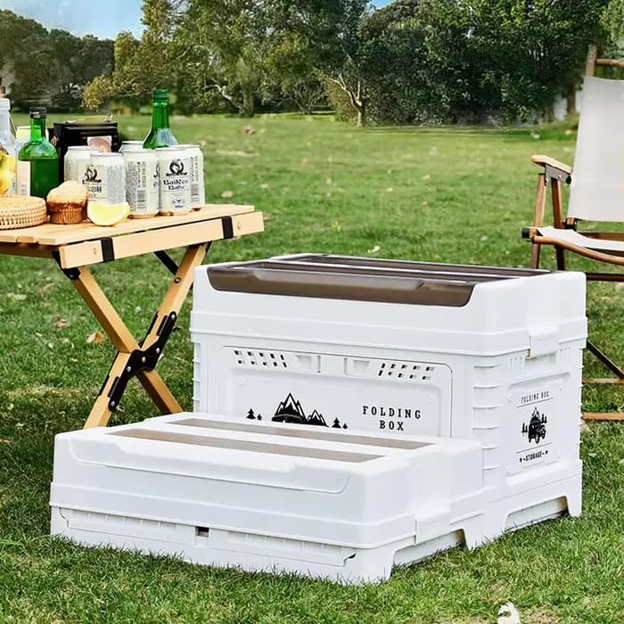 Boîte de rangement pliable en plastique étanche pour l'extérieur