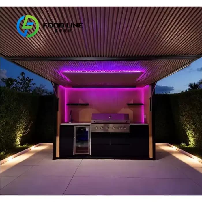 Abri modulaire personnalisé résistant aux intempéries avec cuisine extérieure intégrée