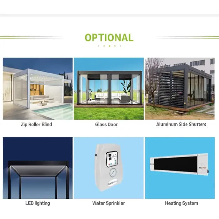 Pergola bioclimatique en aluminium avec persiennes réglables et portes coulissantes en verre – Idéal pour les salons sur le toit ou les balcons modernes