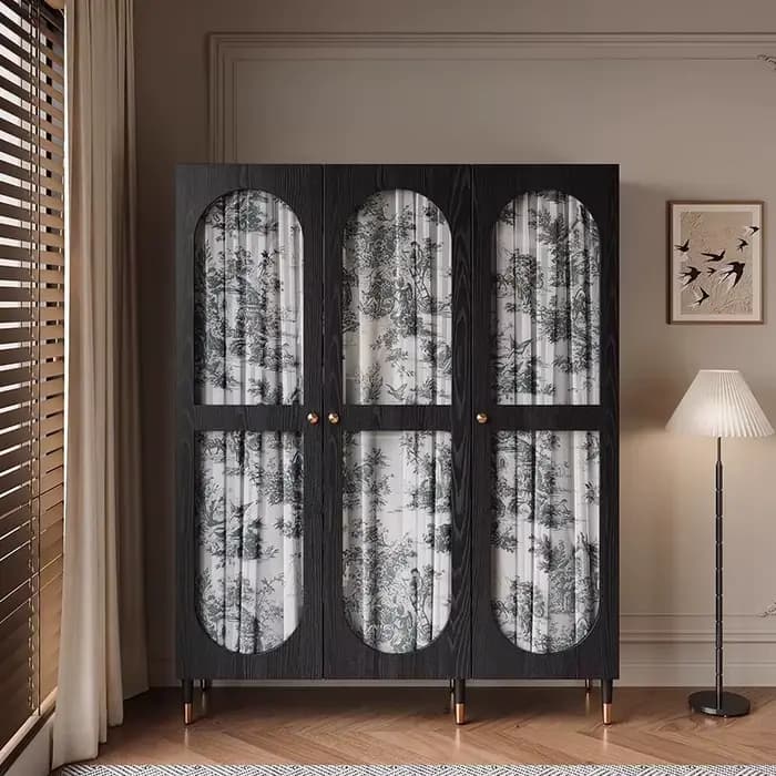 Armoire De rangement en verre moderne en bois Vintage noir chambre