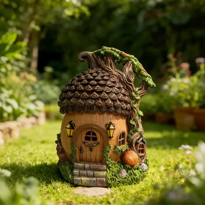 Maison de jardin féérique solaire avec lumières LED