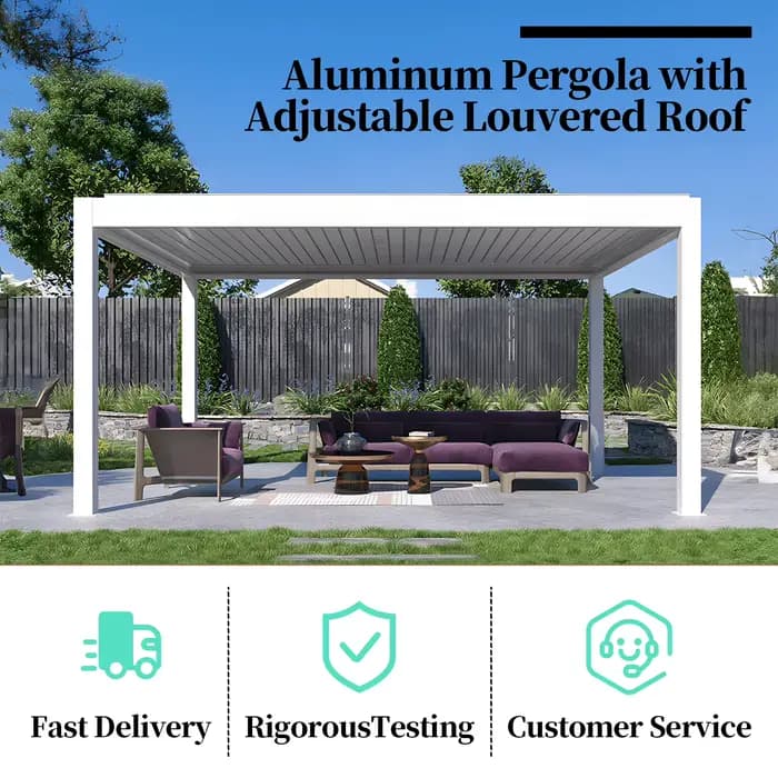 Pergola en aluminium, toit à persienne réglable bioclimatique