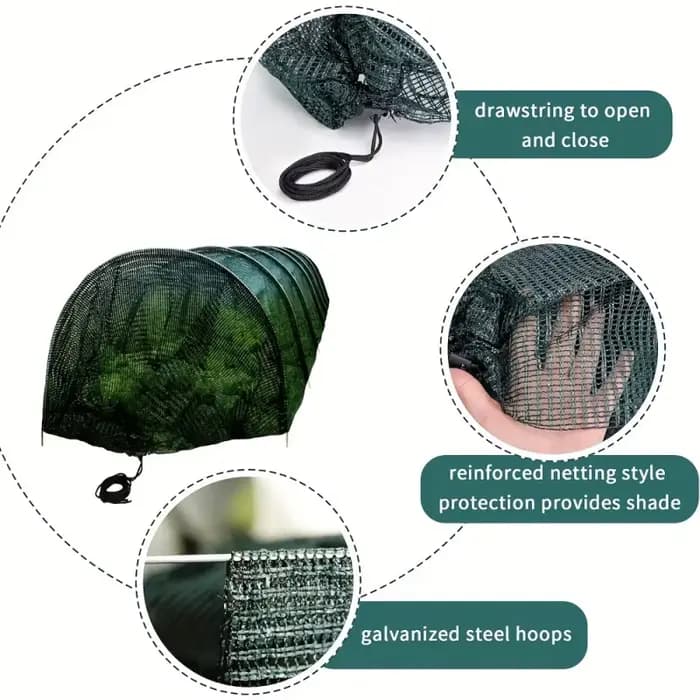 Serre de tunnel de jardin à cadre métallique durable de 10 pieds avec filet d'ombrage et couvercle en plastique pour la protection des plantes