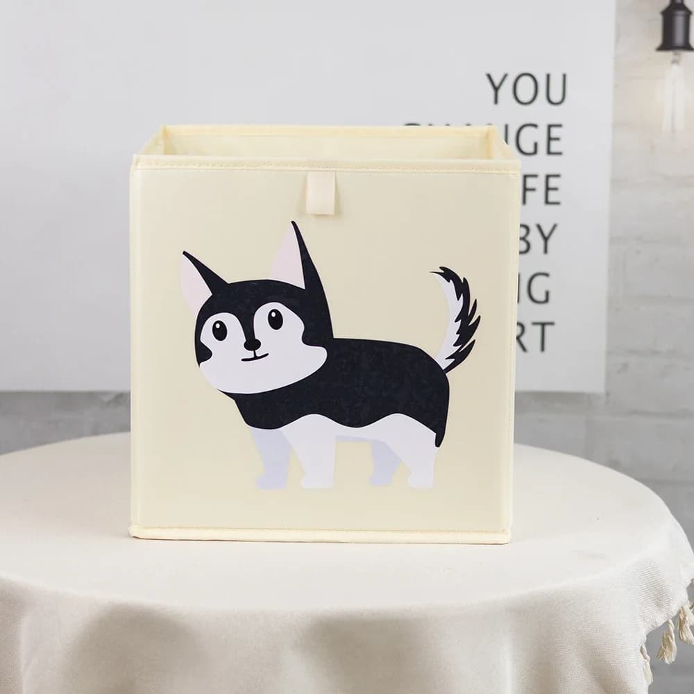 Boîtes de rangement pliables en forme de cube avec des animaux de dessin animé, organisateur de joue