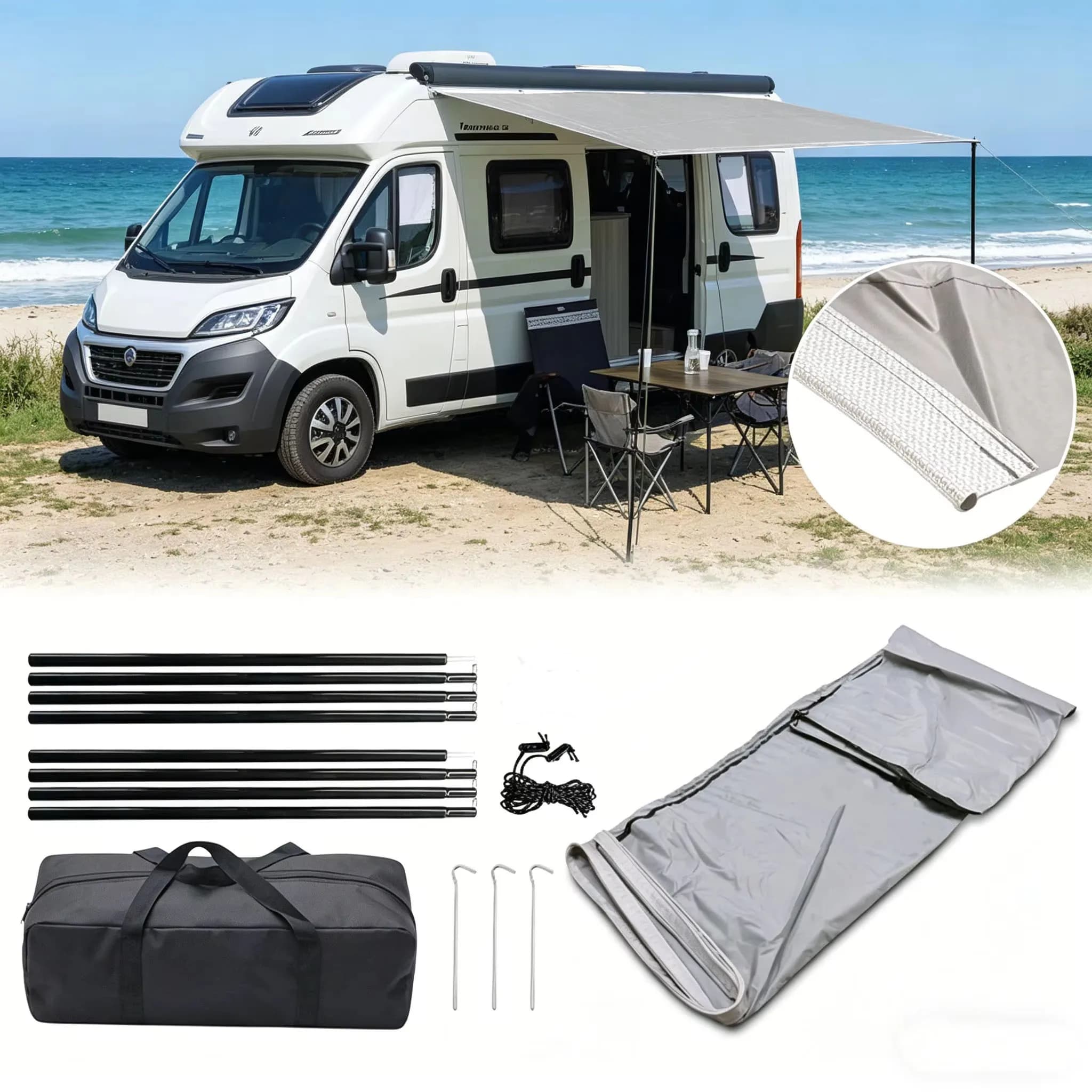 Auvent imperméable pour camping-car, auvent solaire 3,5x2,4m, tente latérale pour caravane, abri ext